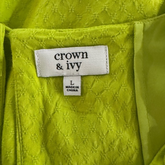 Crown & Ivy Lace trim/ layered Vibrant Green Sleeveless Women's Top size Large - Picture 9 of 10